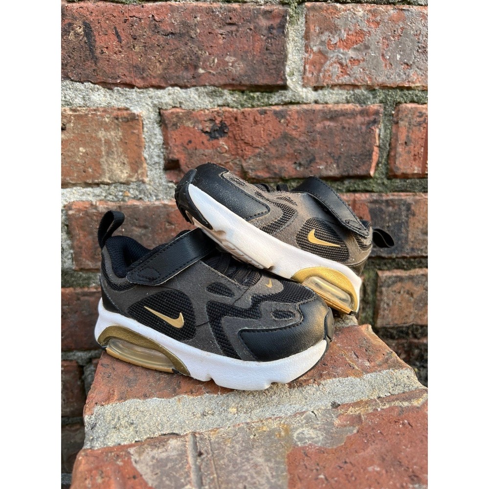 Nike Air Max 200 Black Metallic Gold Infant 7C